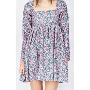 Asos Design Square Neck Floral Baby Doll Dress Size 14